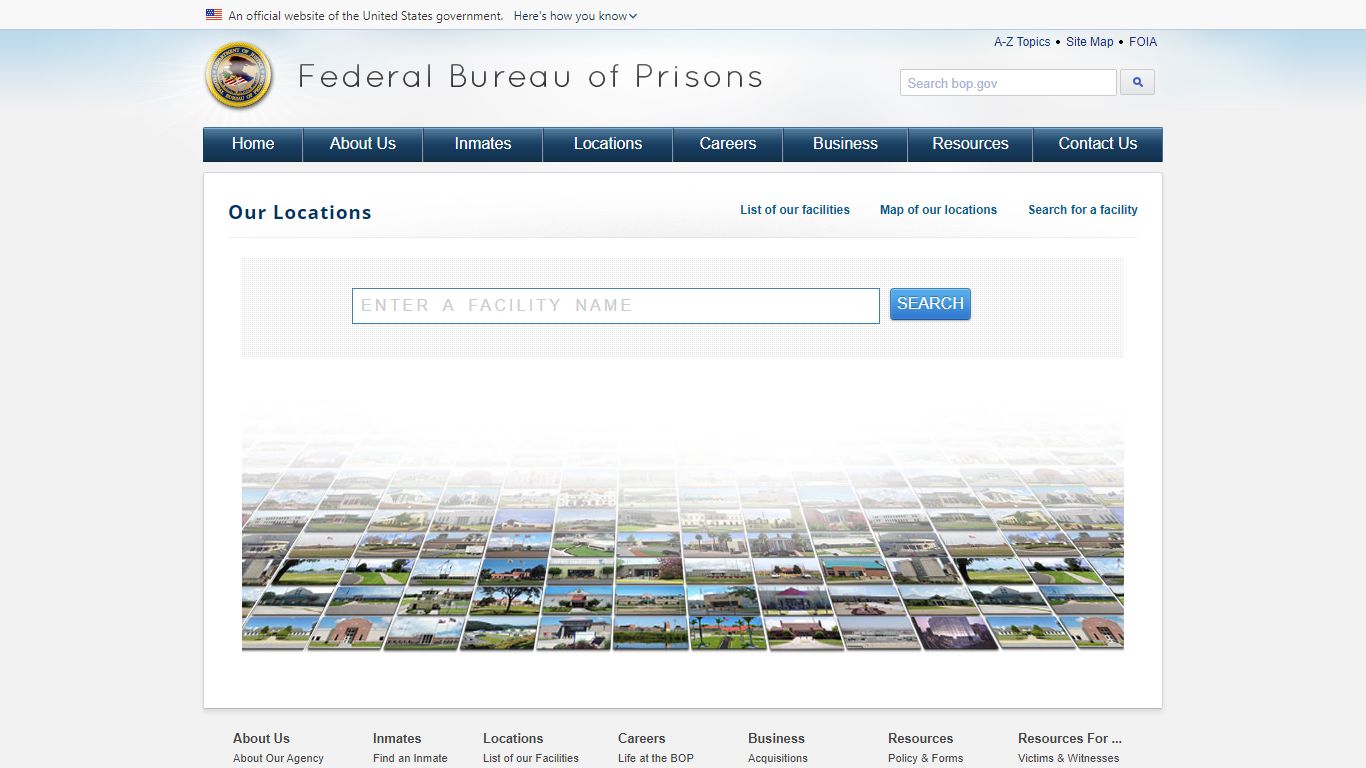 BOP: Search Locations - Federal Bureau of Prisons